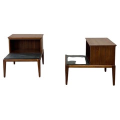 Walnut and Slat side tables -pair