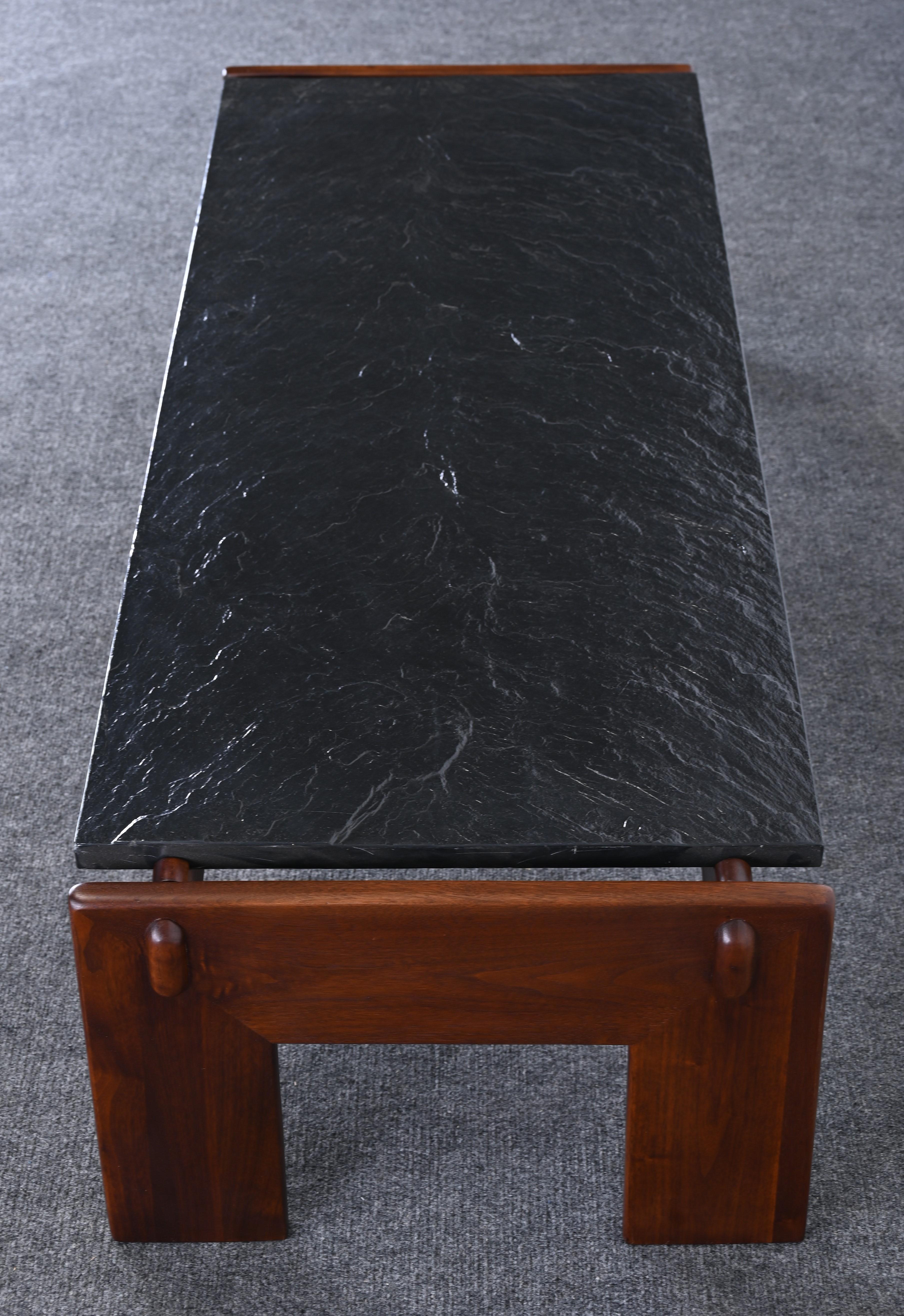 Walnut and Slate Coffee Table by Adrian Pearsall for Craft Associates, 1960s 3