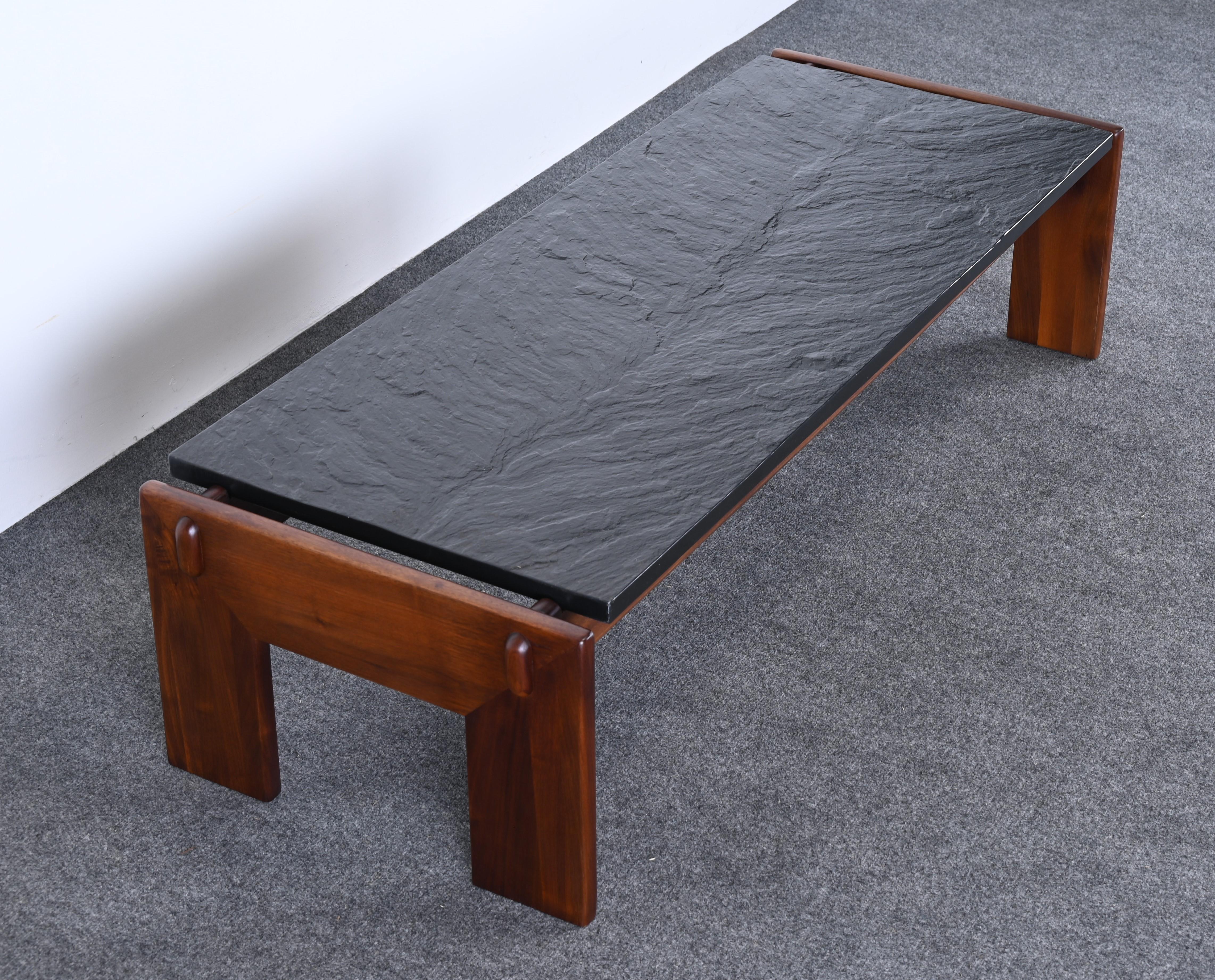 Walnut and Slate Coffee Table by Adrian Pearsall for Craft Associates, 1960s 5