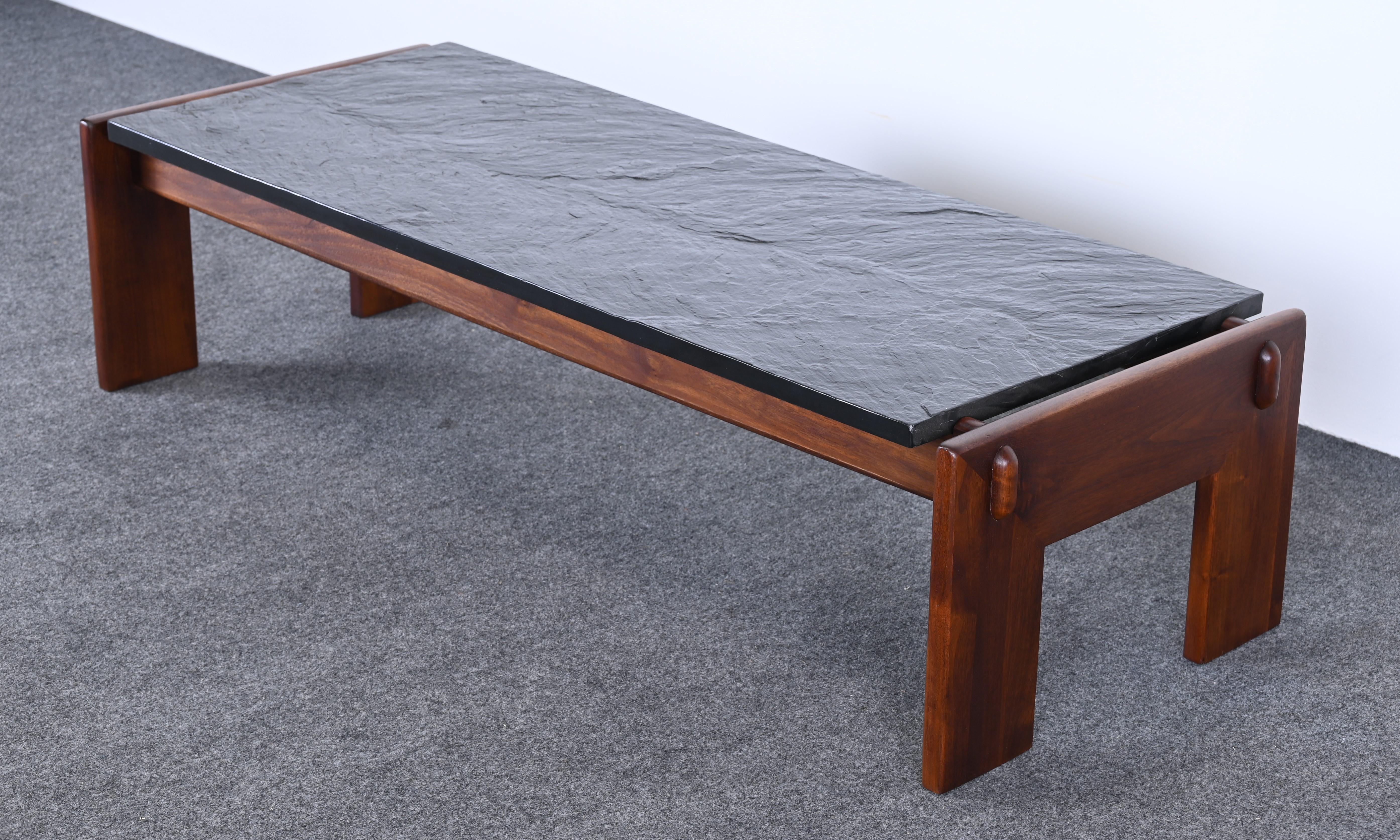 Walnut and Slate Coffee Table by Adrian Pearsall for Craft Associates, 1960s 1
