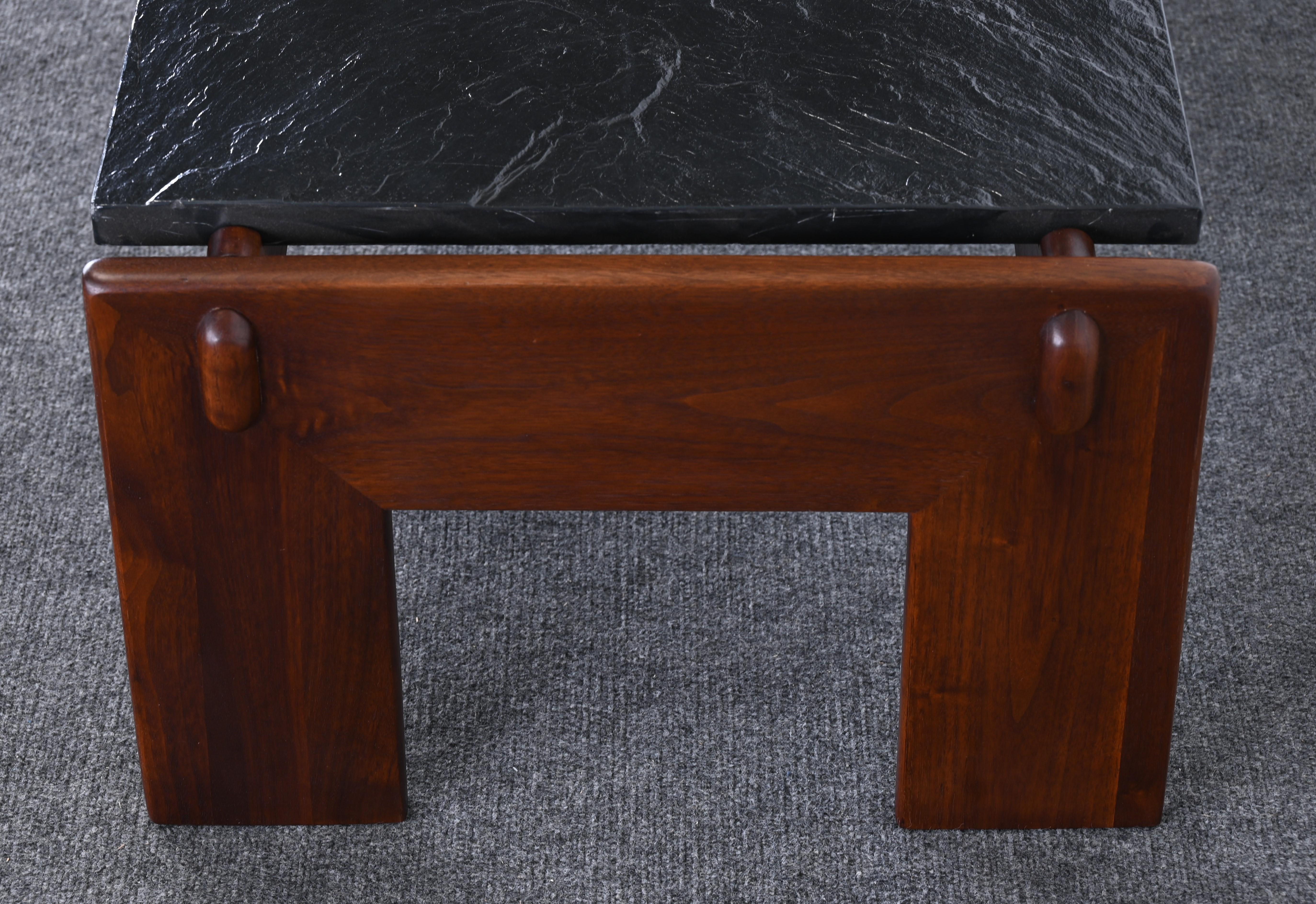 Walnut and Slate Coffee Table by Adrian Pearsall for Craft Associates, 1960s 2