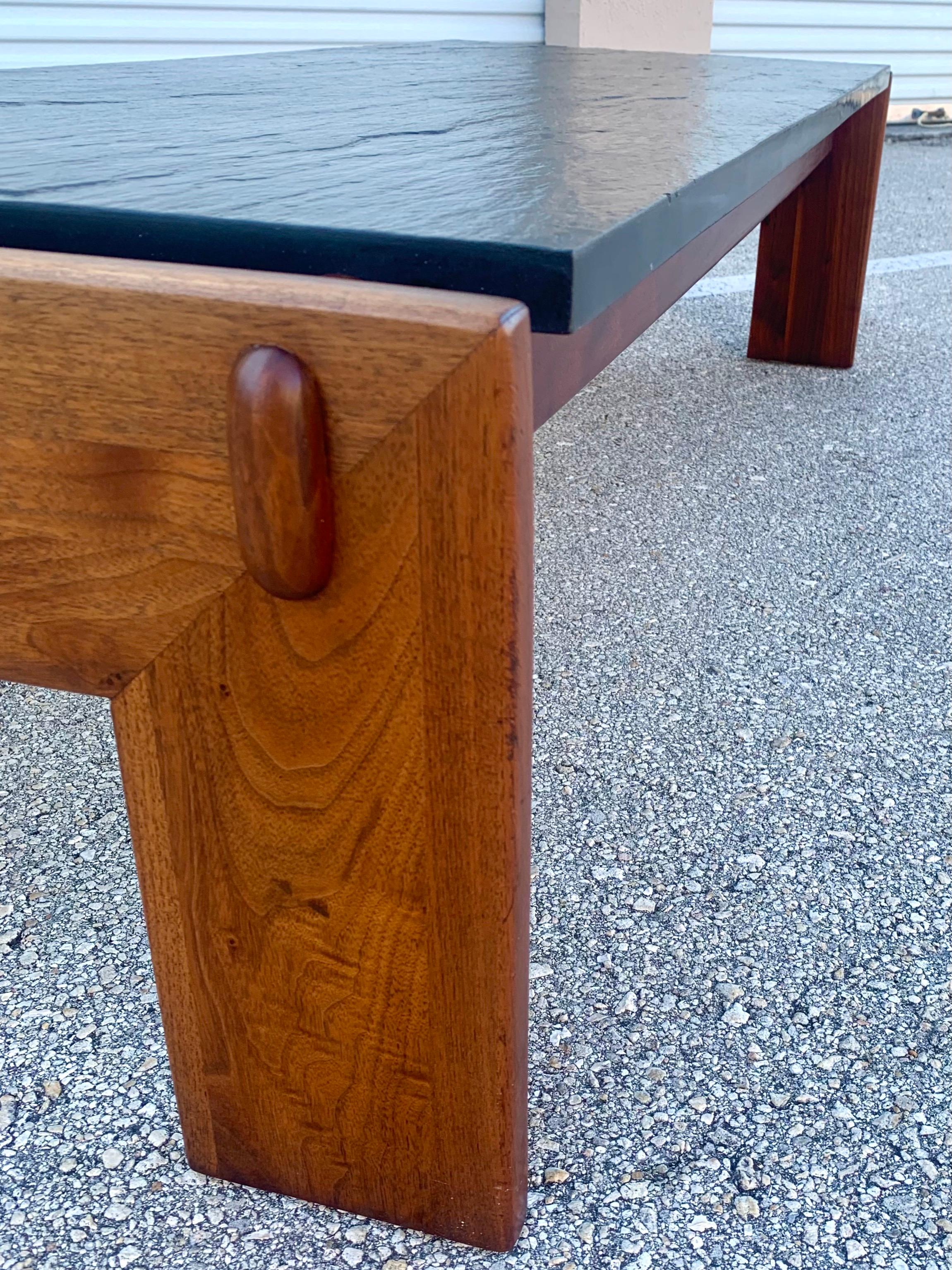 Walnut and Slate Coffee Table by Adrian Pearsall In Good Condition In Boynton Beach, FL