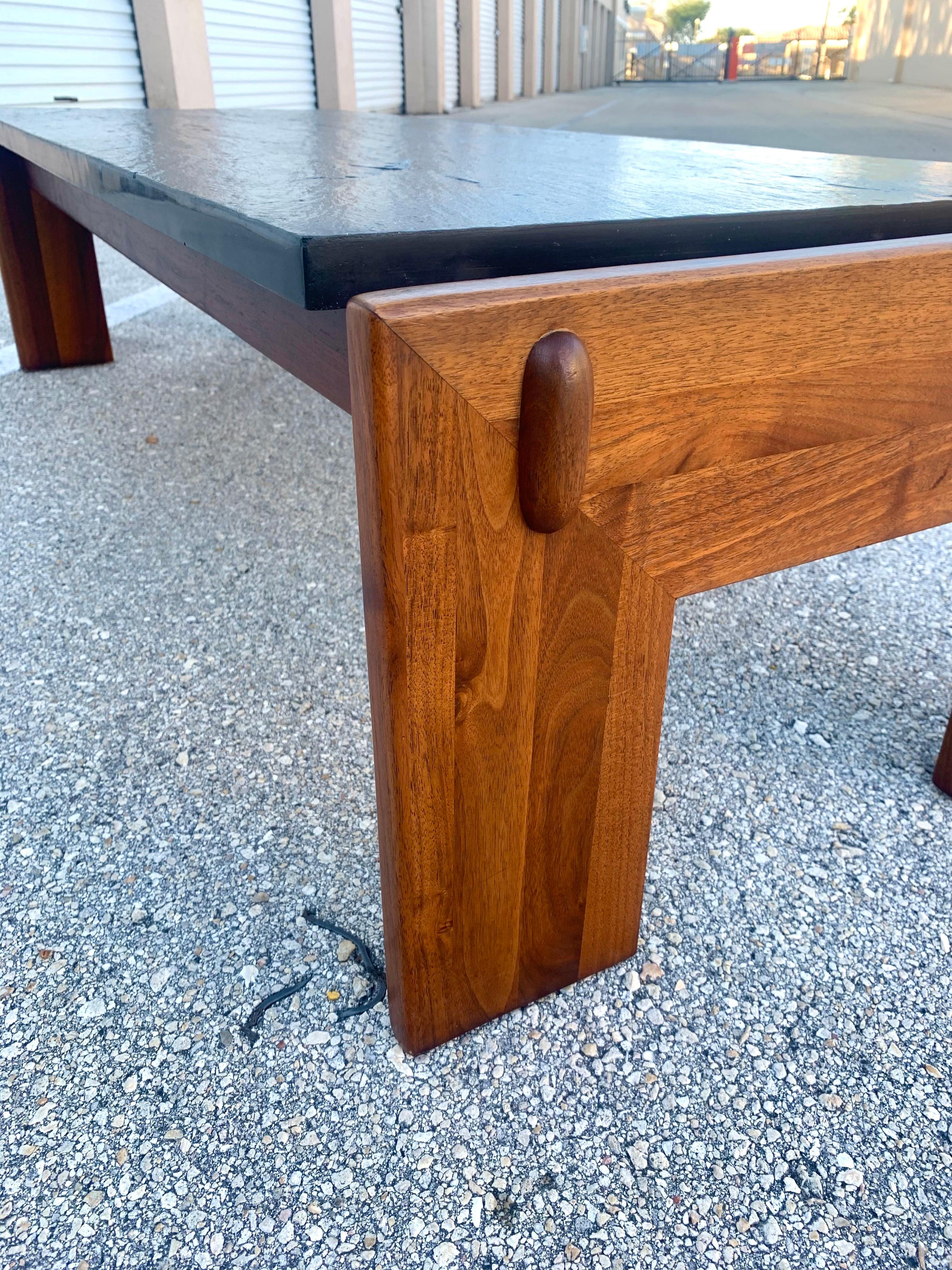 Mid-20th Century Walnut and Slate Coffee Table by Adrian Pearsall
