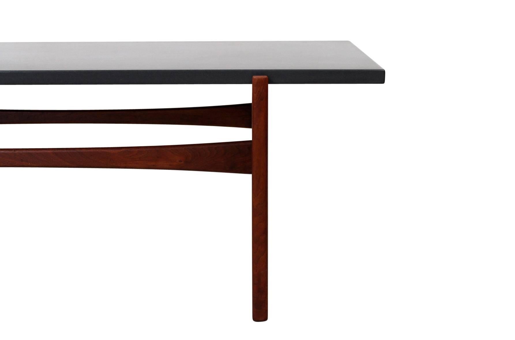 Mid-20th Century Walnut and Slate Coffee Table by Jens Risom