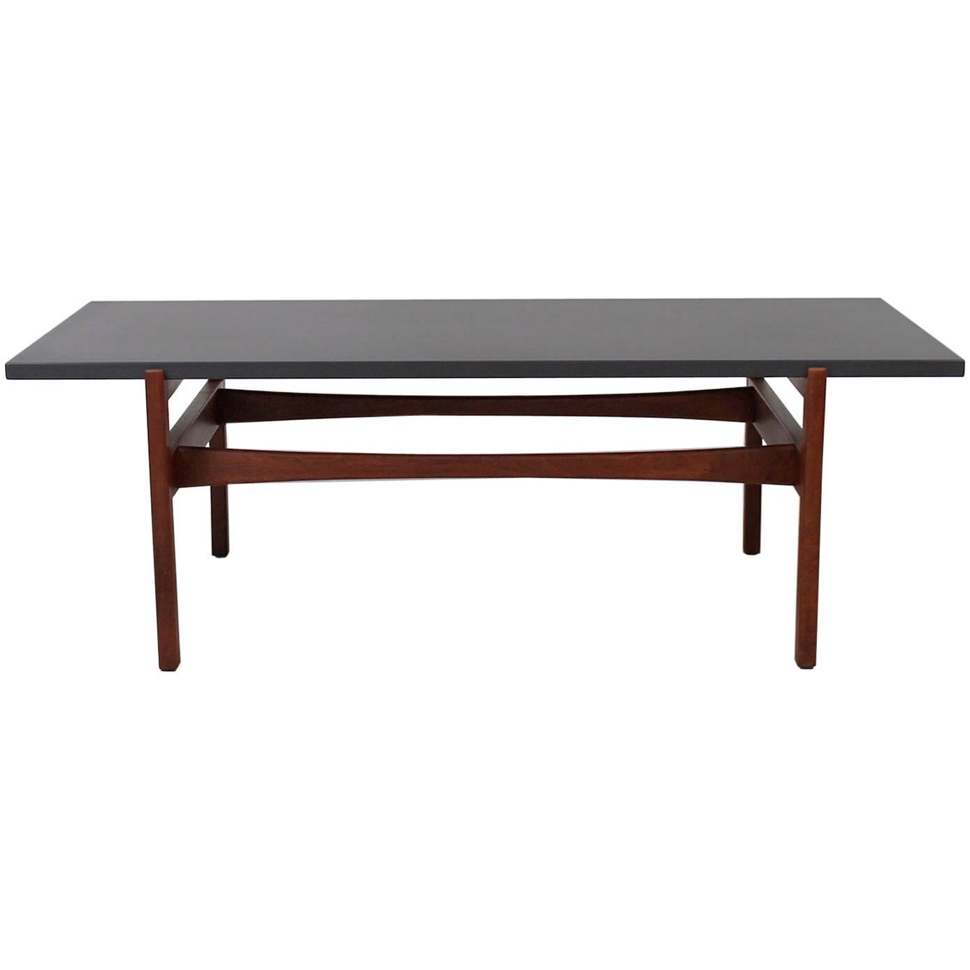 Walnut and Slate Coffee Table by Jens Risom