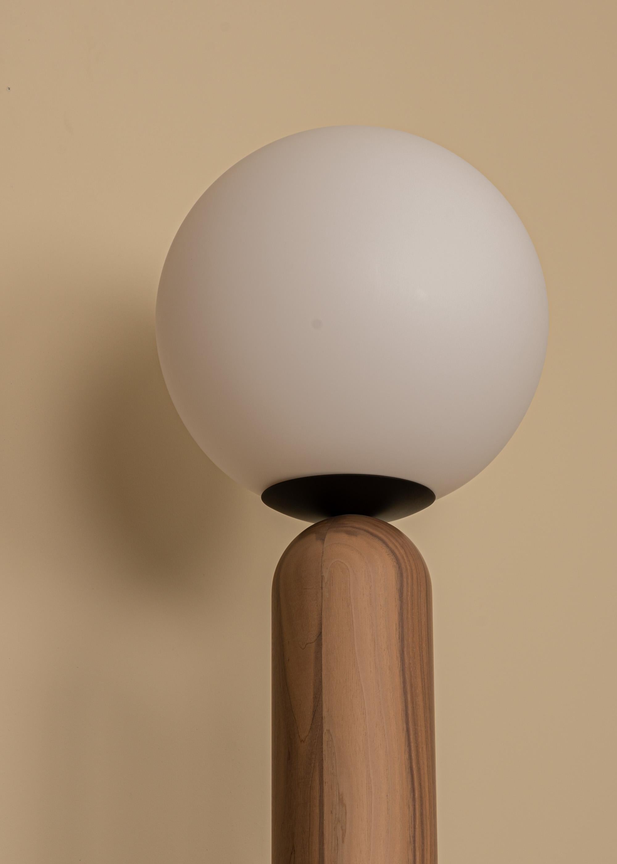 Post-Modern Walnut and Steel Atlas Table Lamp by Simone & Marcel For Sale