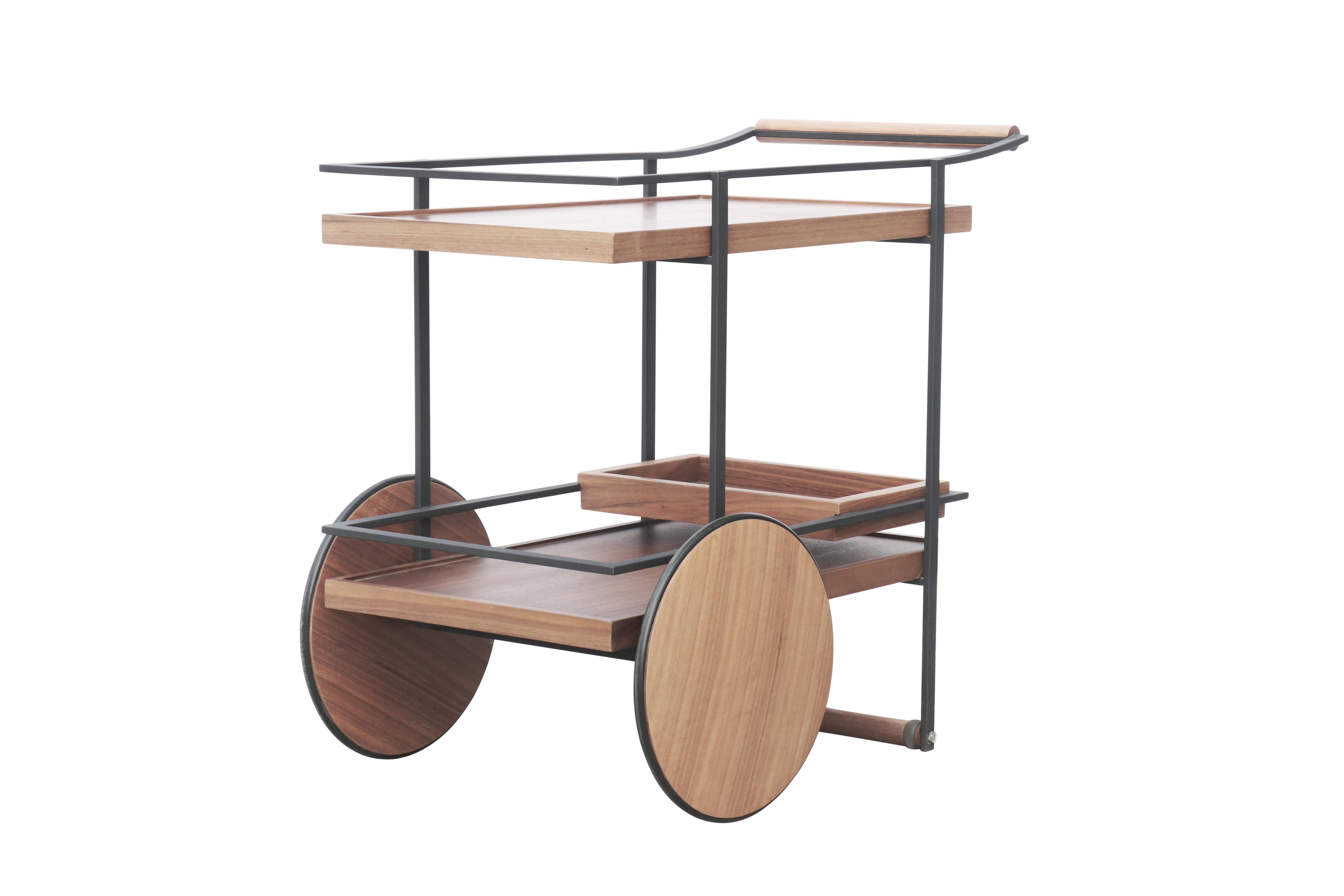 Designed to turn negative space into an aesthetic feature, the James Bar Cart by Stellar Works is an understated study in handsome, functional furniture. Created by collaborative studio Yabu Pushelberg, this bar cart was subtly inspired by the world
