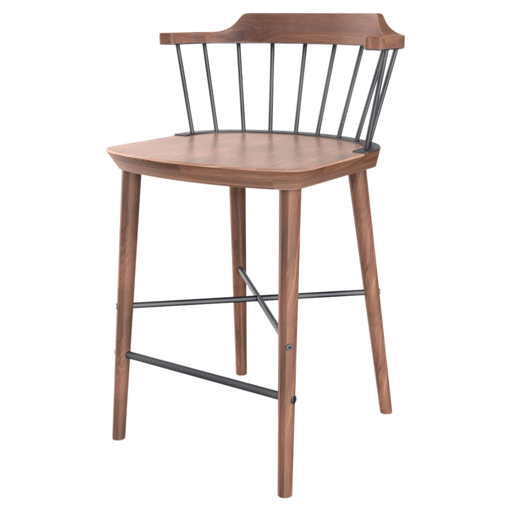 Walnut and Steel Bar Chair, Exchange SH610 For Sale