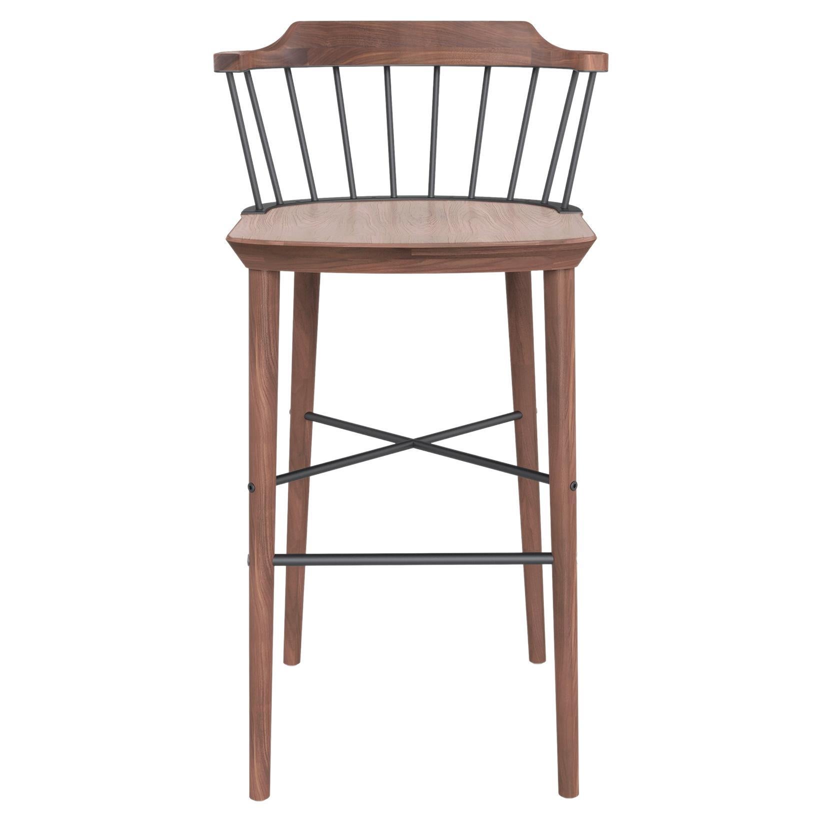 Walnut and Steel Bar Chair, Exhange SH750 For Sale