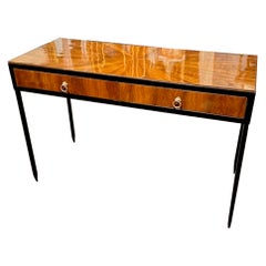 Walnut and Steel Console After Jean Michele Frank