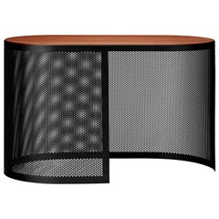 Walnut and Steel Contemporary Side Table