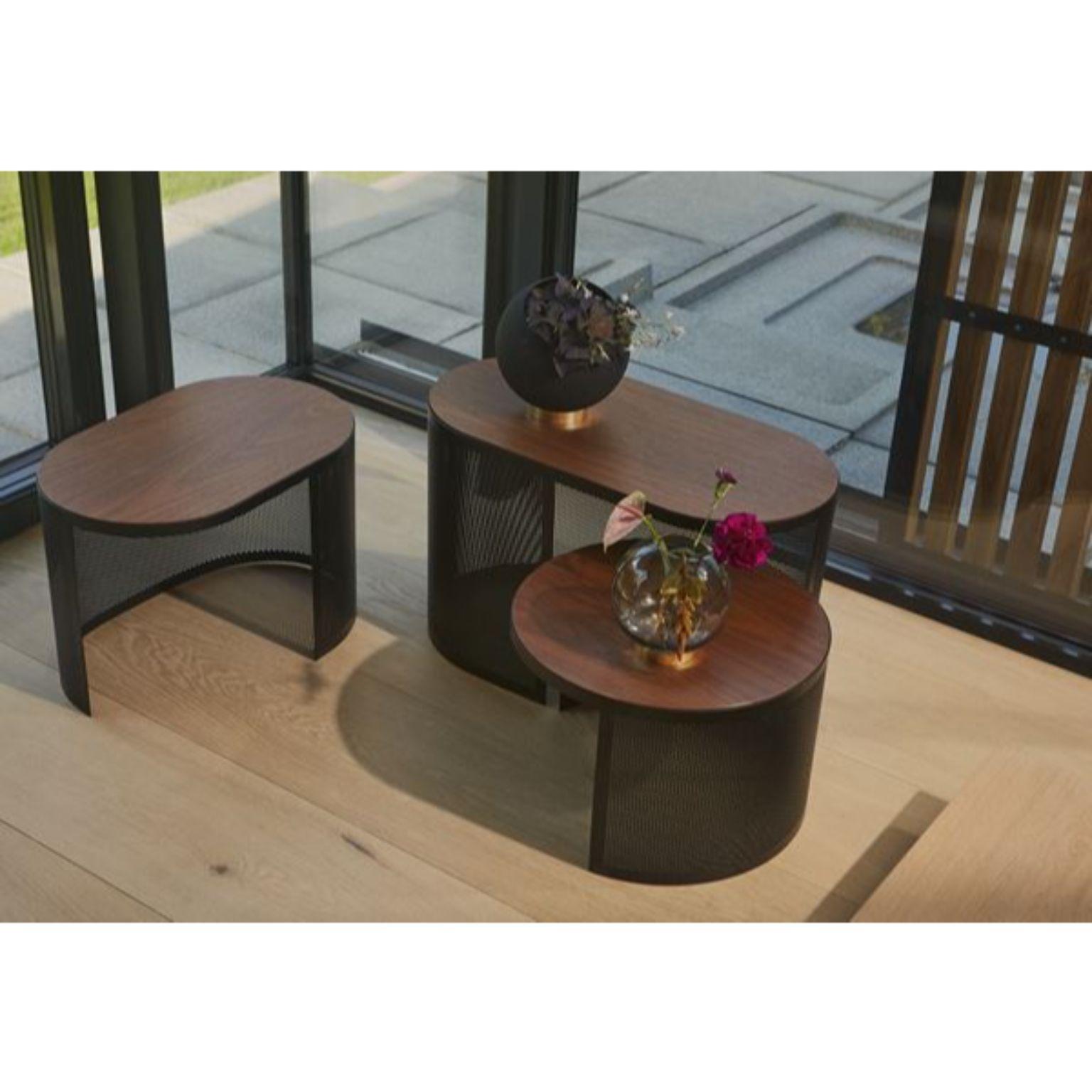 Walnut and Steel Contemporary Side Table For Sale 1