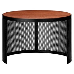 Walnut and Steel Contemporary Small Side Table
