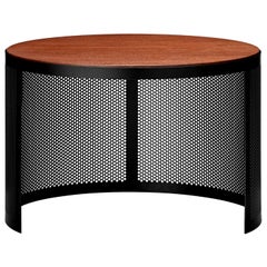 Walnut and Steel Contemporary Small Side Table