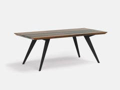 Walnut and Steel Minimalist 160 Dining Table