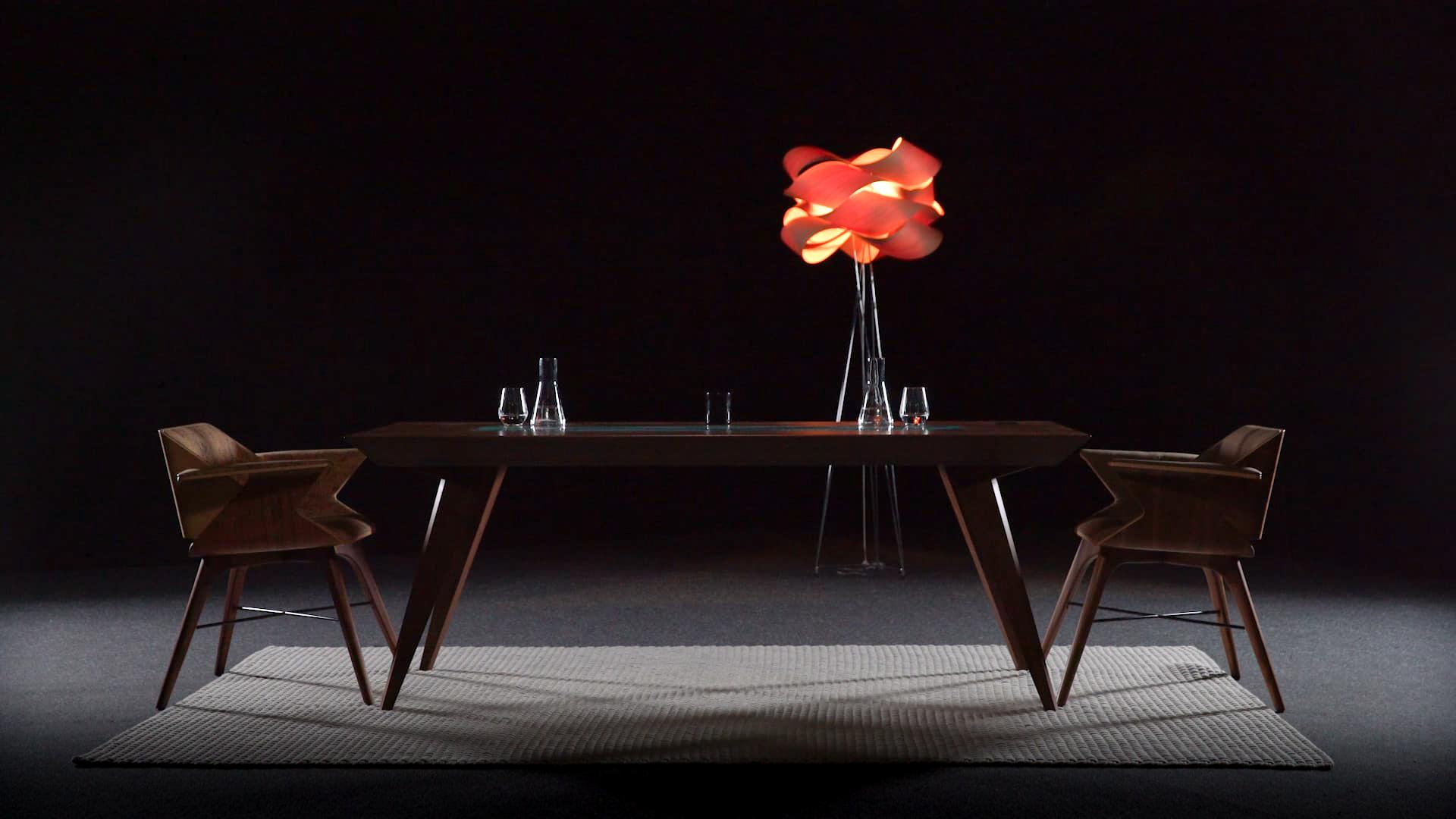 Table de salle à manger minimaliste en noyer et acier 160  Neuf - En vente à Geneve, CH