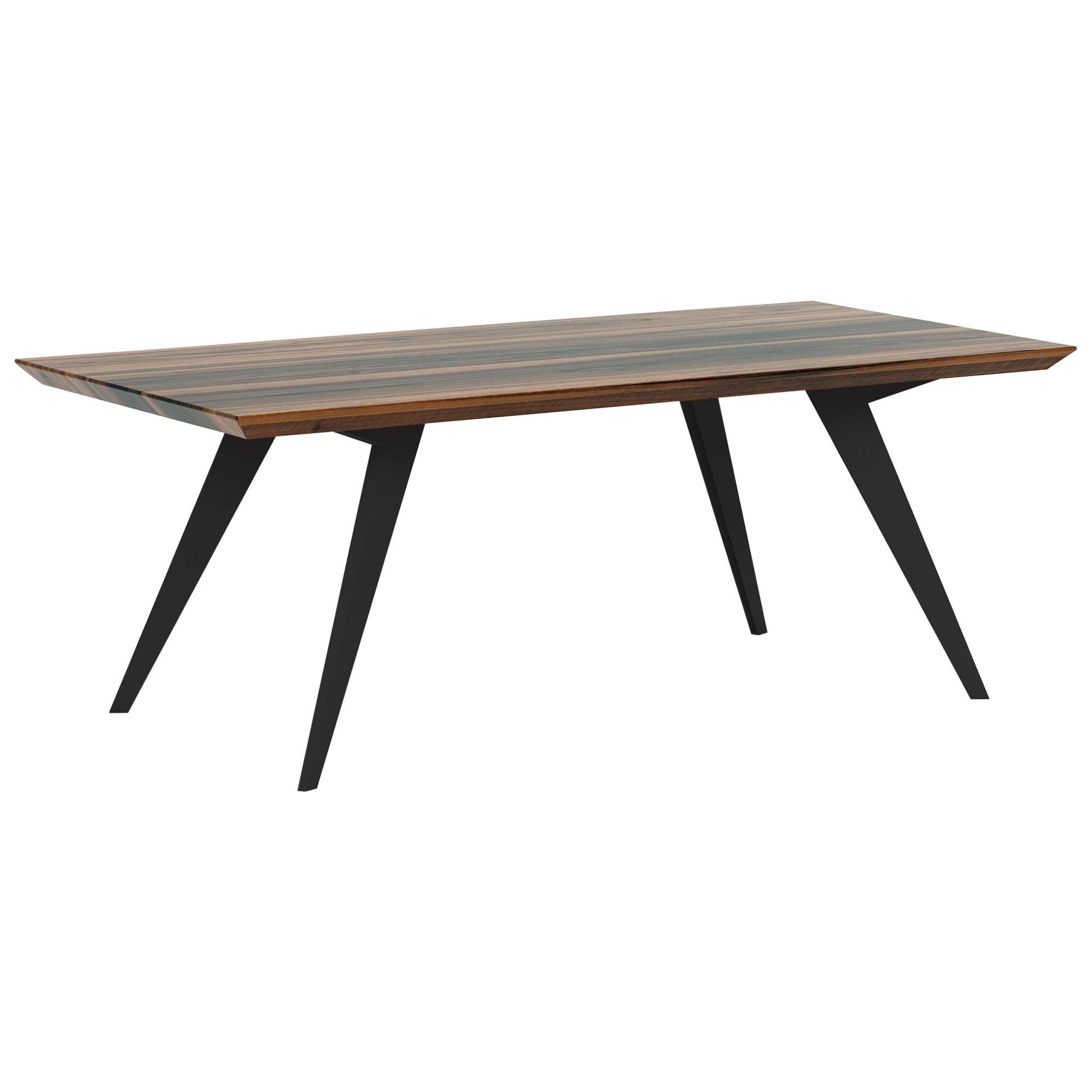 Walnut and Steel Minimalist 160 Dining Table For Sale