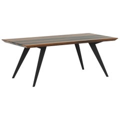 Walnut and Steel Minimalist 160 Dining Table