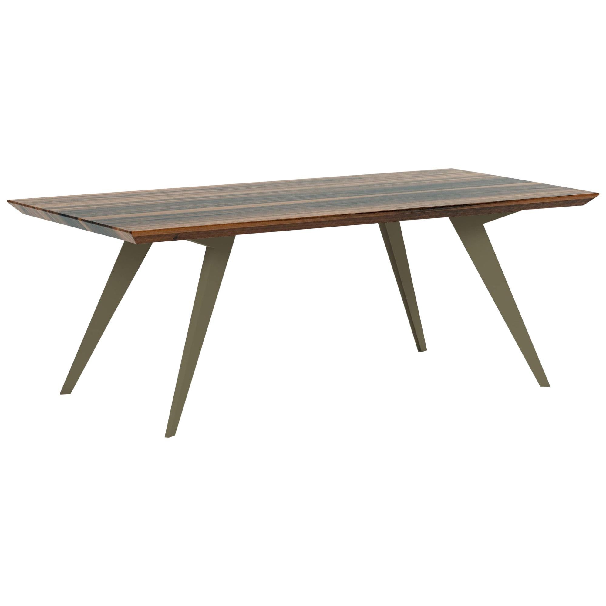 Walnut and Steel Minimalist 160 Dining Table For Sale