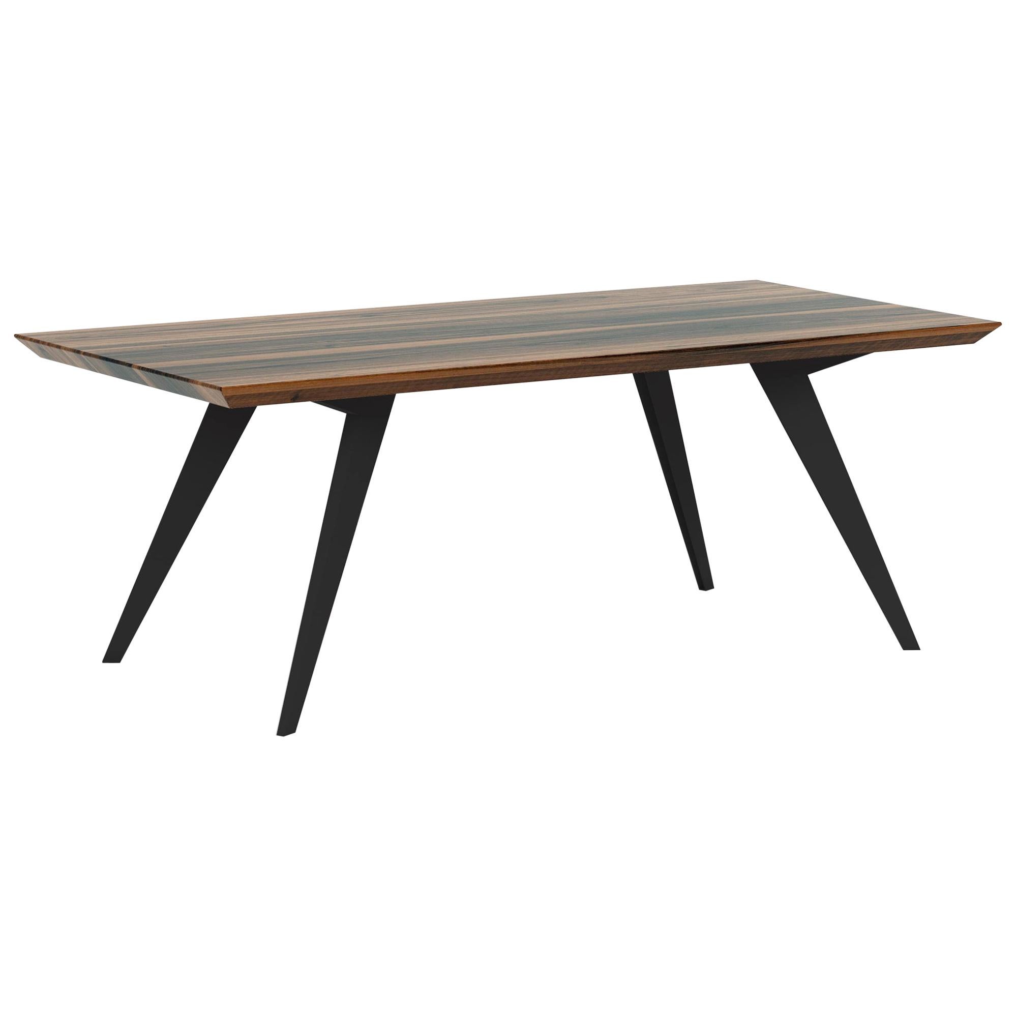 Table de salle à manger minimaliste en noyer et acier 250 en vente