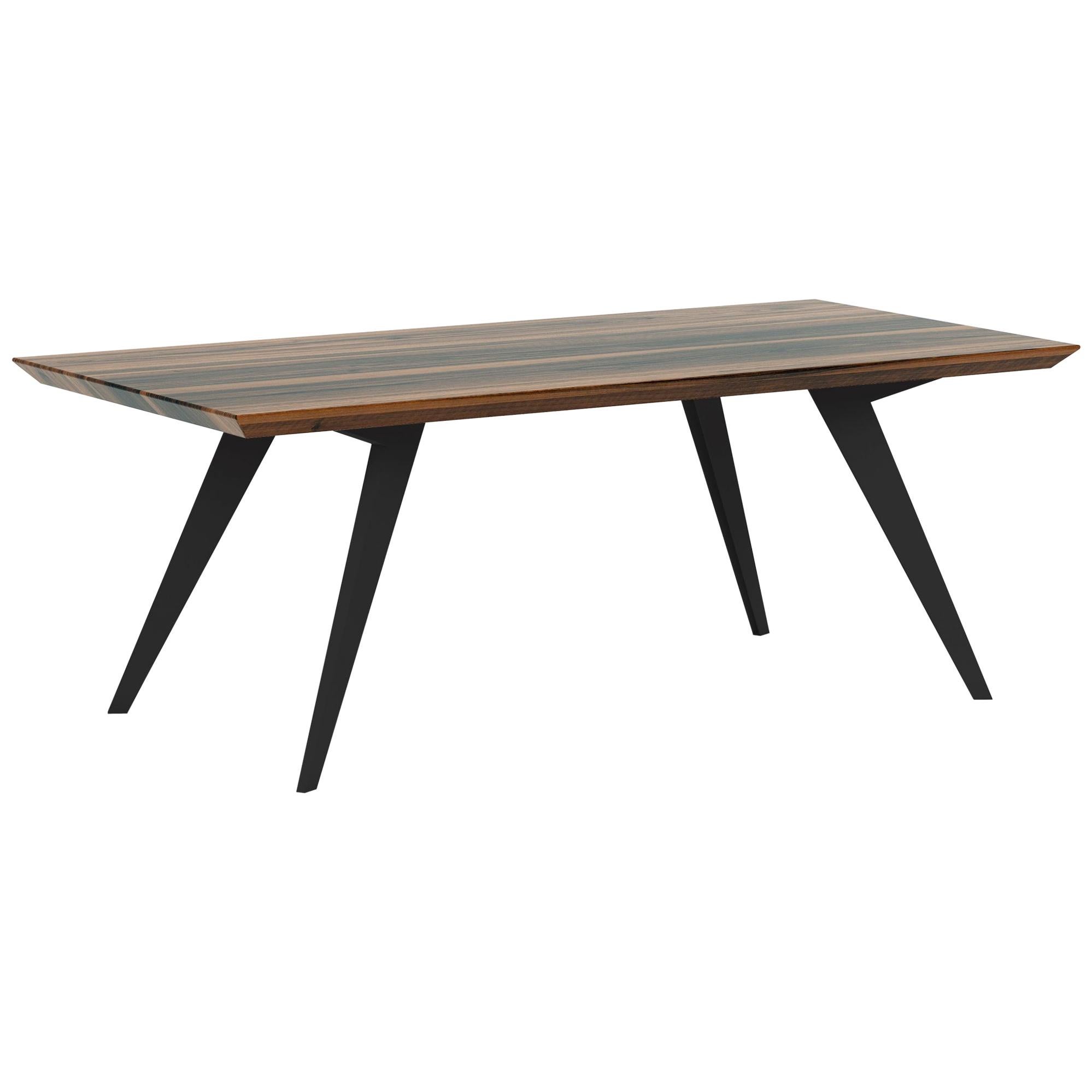 Walnut and Steel Minimalist 400 Dining Table For Sale