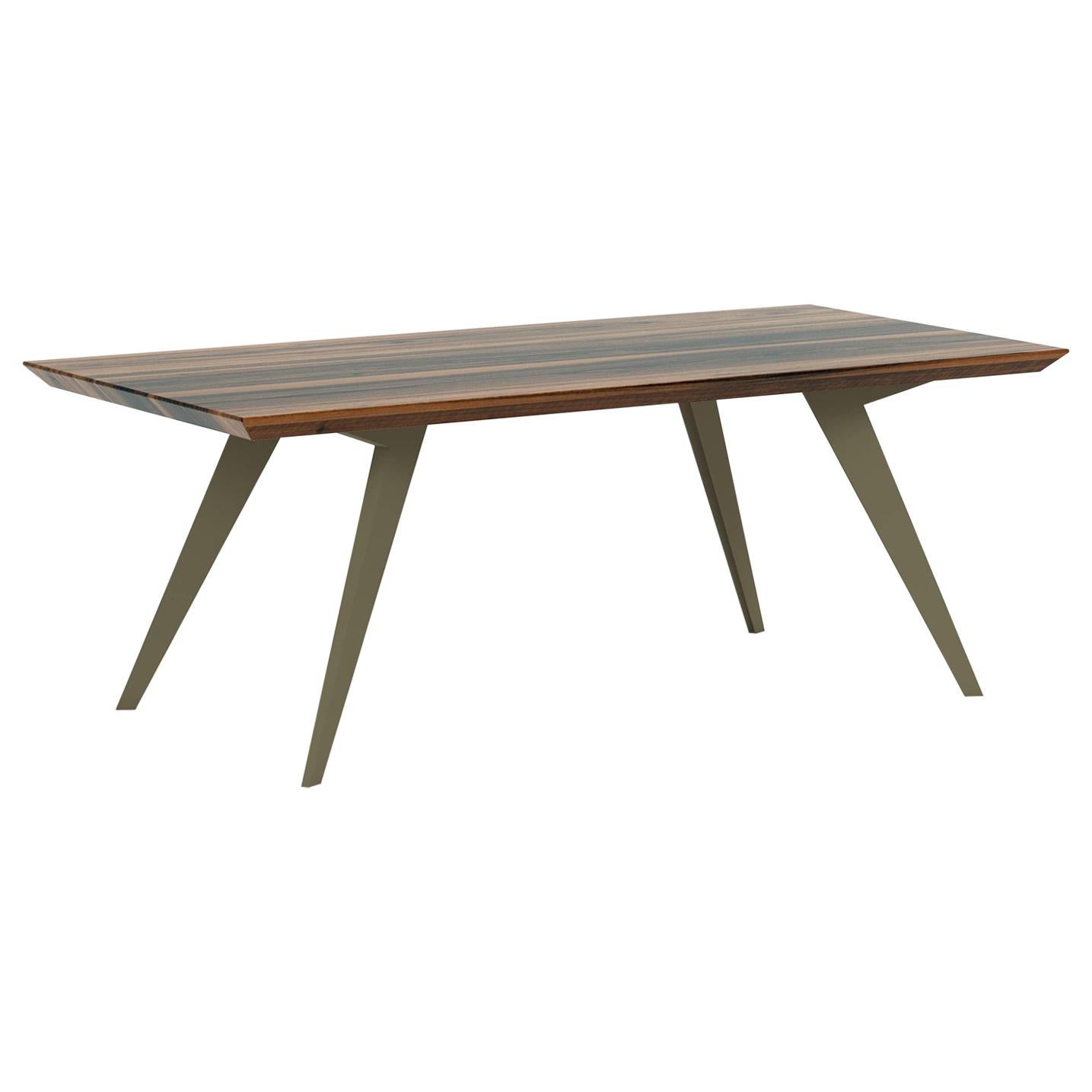 Walnut and Steel Minimalist 400 Dining Table For Sale