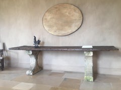 Walnut and Stone Console Table with 17th Century Top