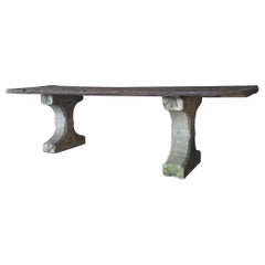 Walnut and Stone Console Table with 17th Century Top 