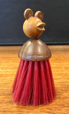 Walnut and Teak Bear Clothes Brush by Acca Kappa of Italy