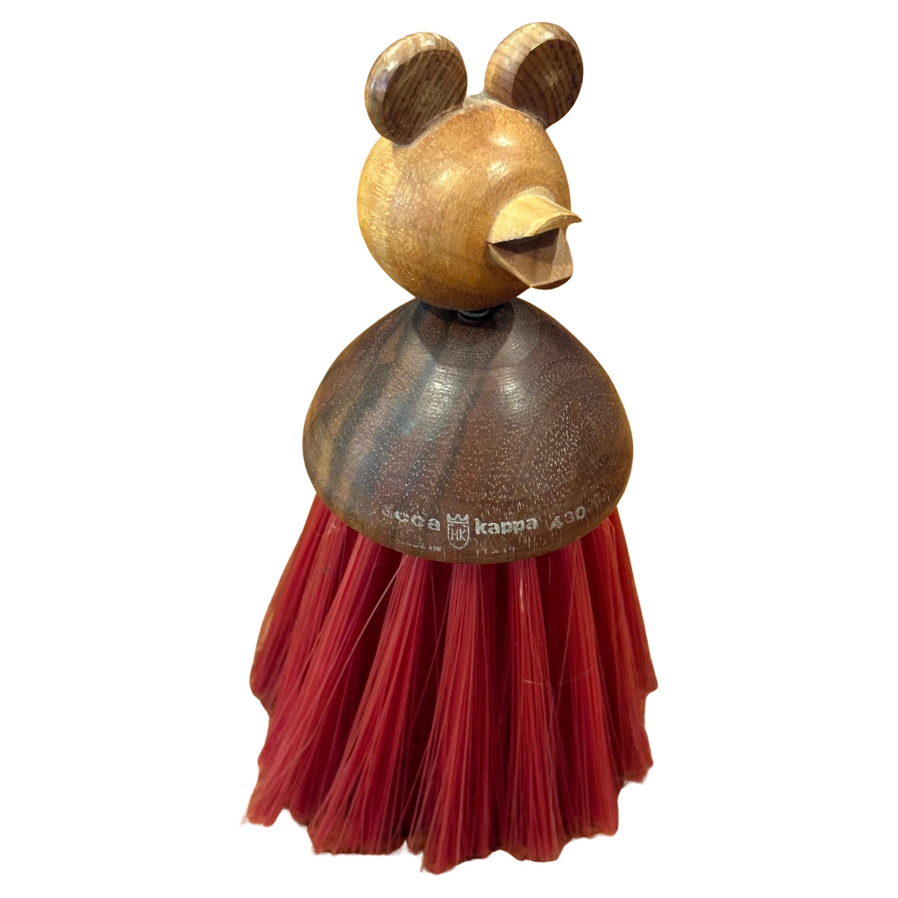 Walnut and Teak Bear Clothes Brush by Acca Kappa of Italy For Sale