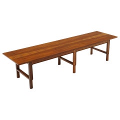Tavolino o panca in noce e teak di Edward Wormley per Dunbar