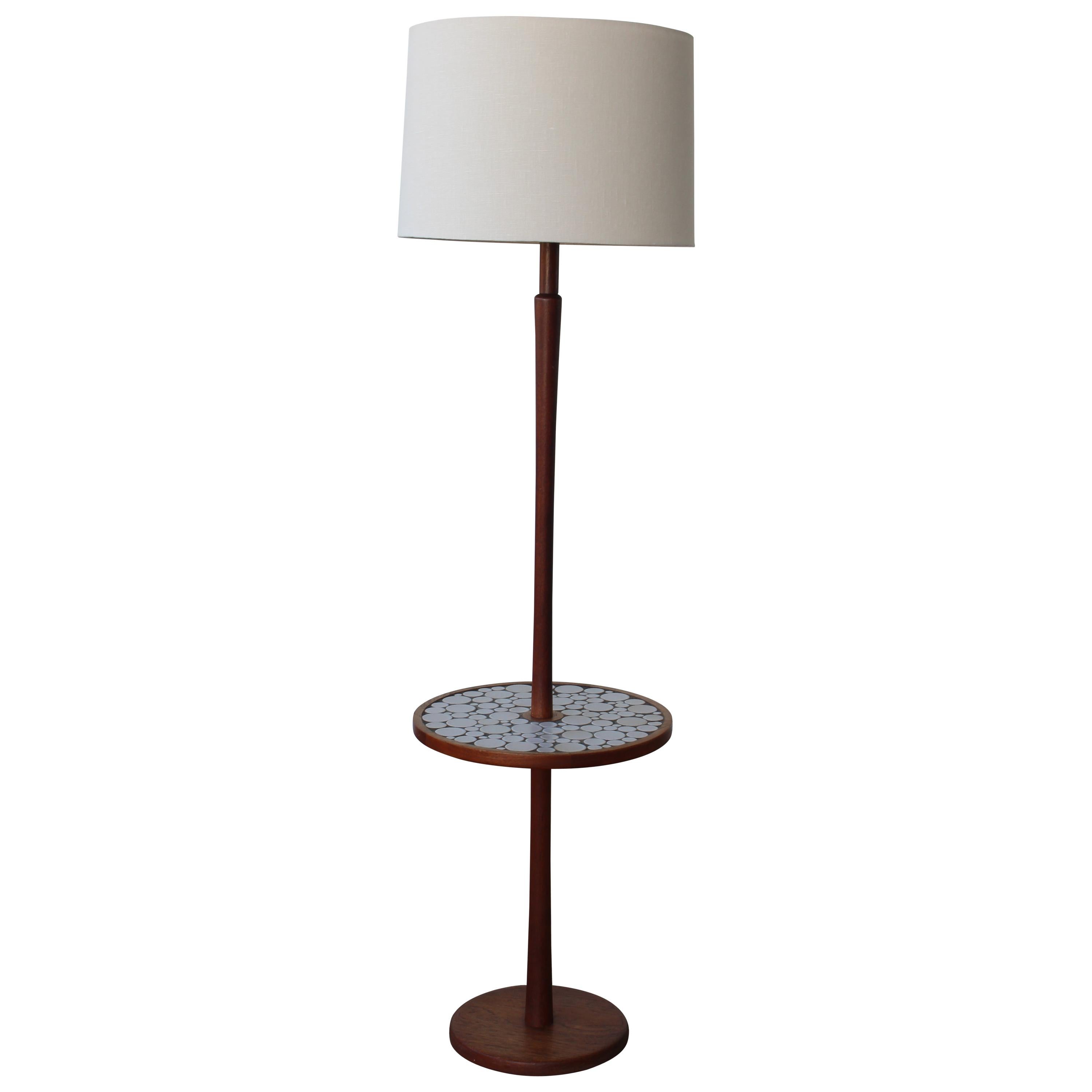 Walnut and Tile Floor Lamp by Jane and Gordon Martz, USA, 1960s
