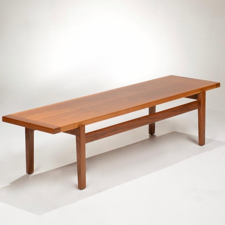 Walnut and Upholstered Bench by Jens Risom In Good Condition In Los Angeles, CA