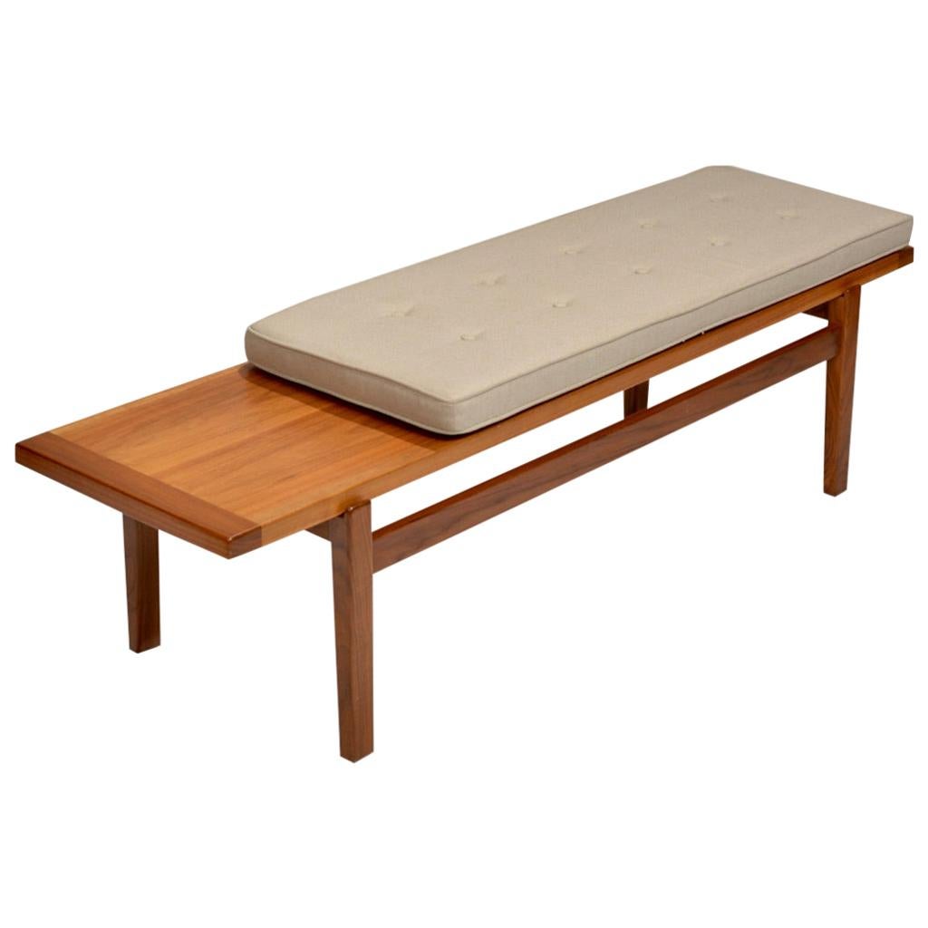 Walnut and Upholstered Bench by Jens Risom