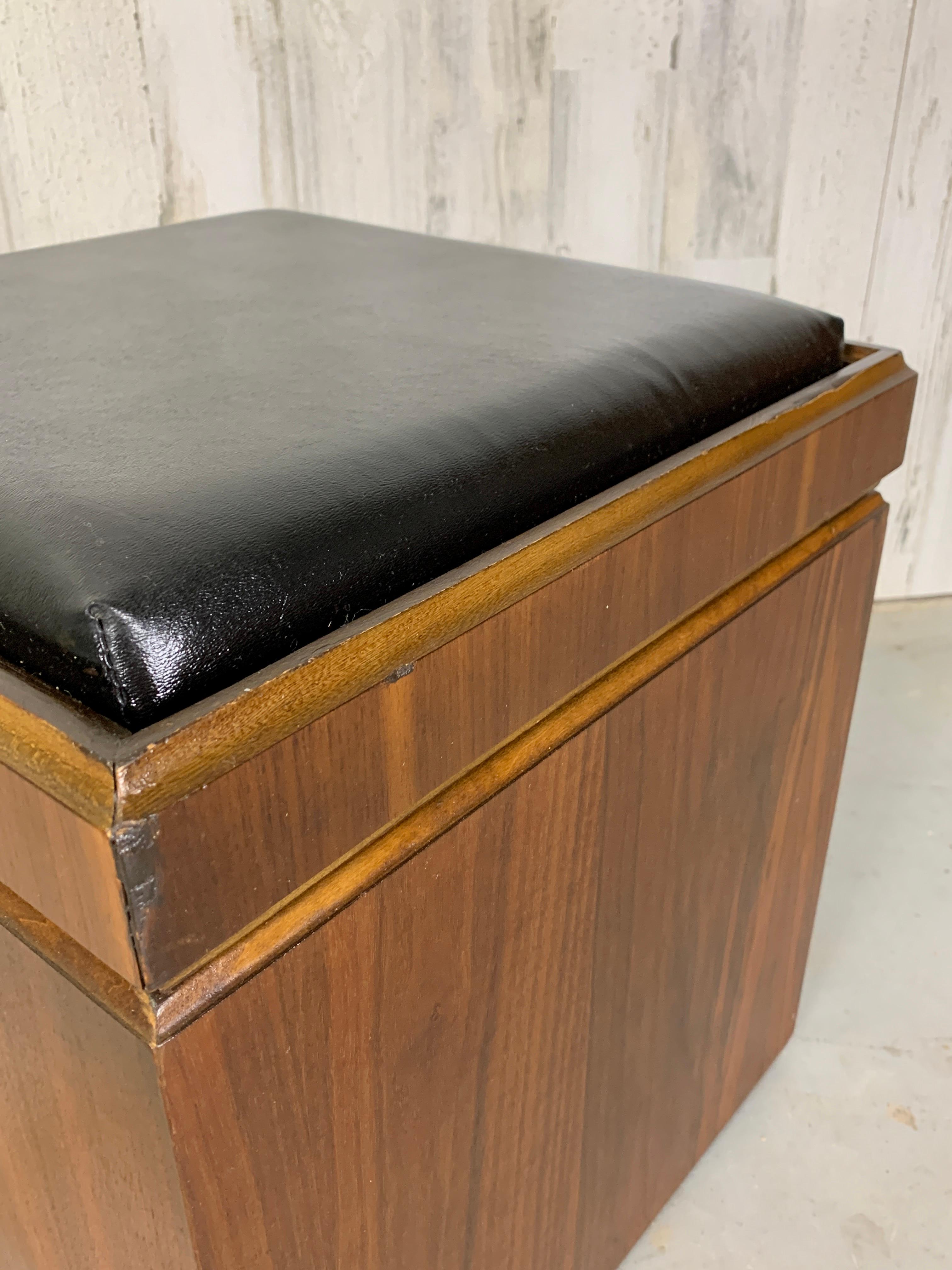 Walnut and Vinyl Chess Table with Storage 6