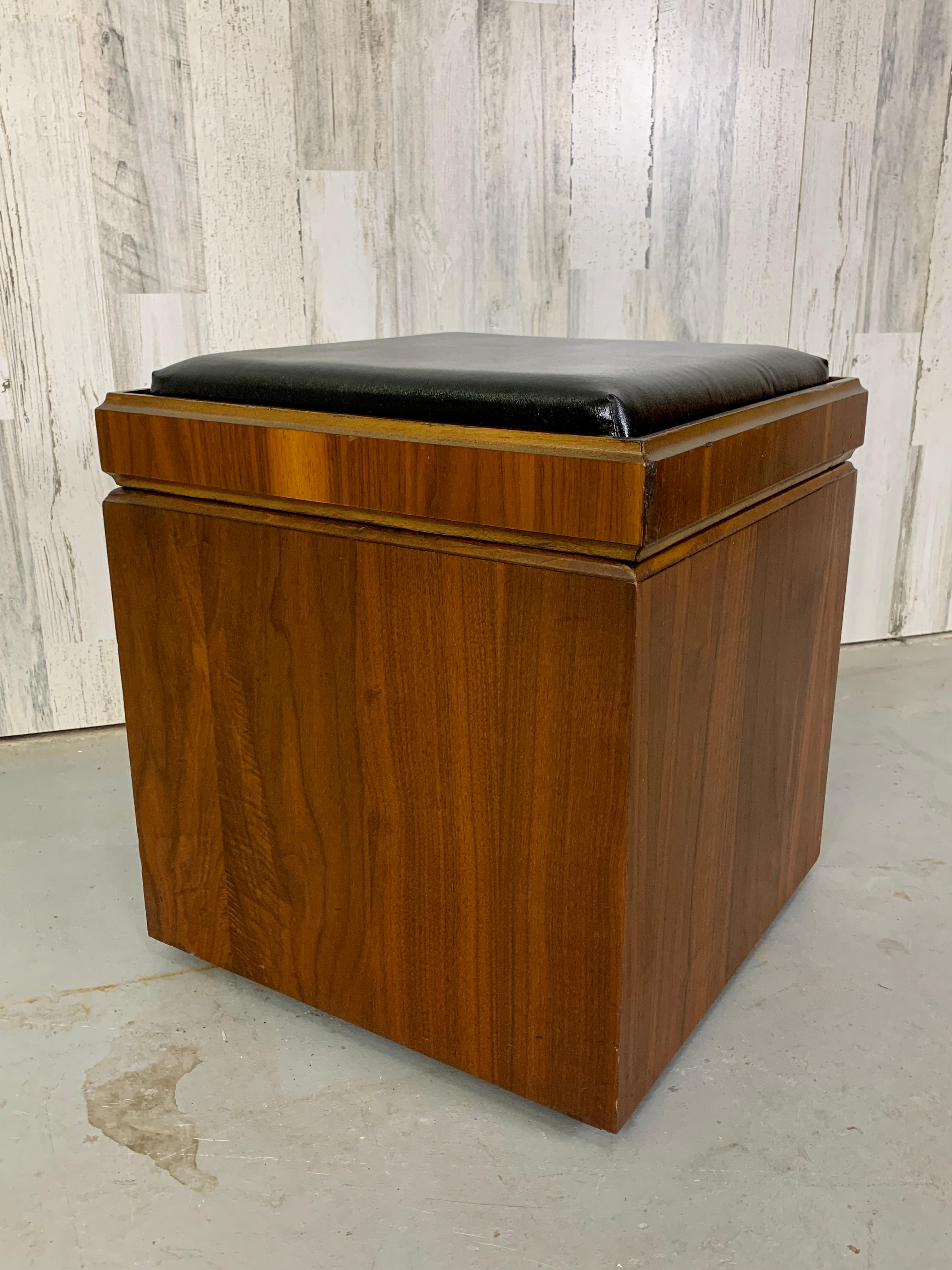 Walnut and Vinyl Chess Table with Storage 7