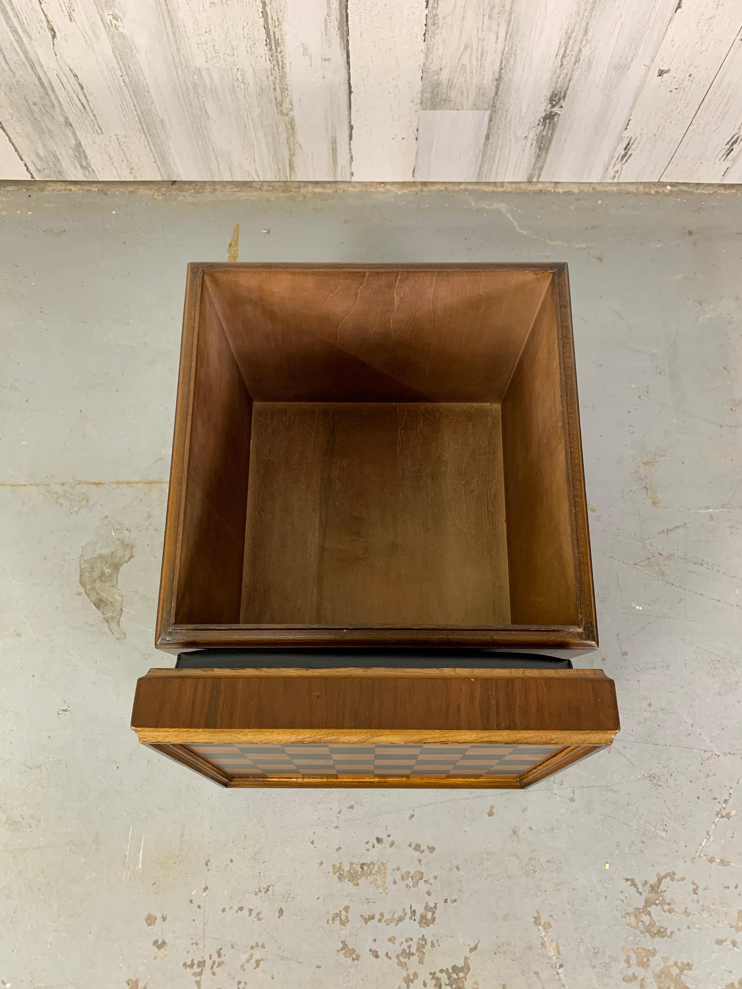 Faux Leather Walnut and Vinyl Chess Table with Storage