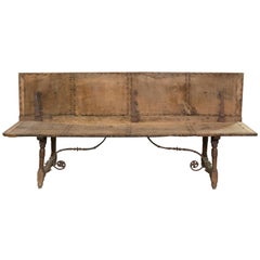 Walnut and Wrought Iron Bench, 17th Century