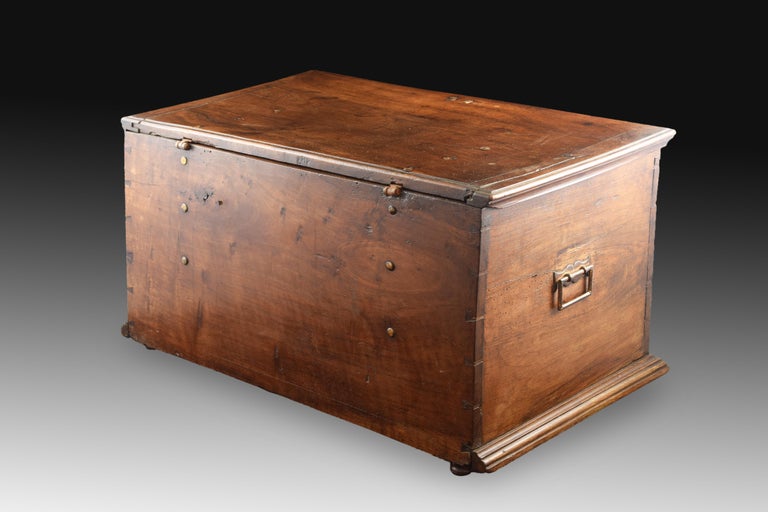 Spanish Walnut and Wrought Iron Chest, Spain, 17th Century For Sale