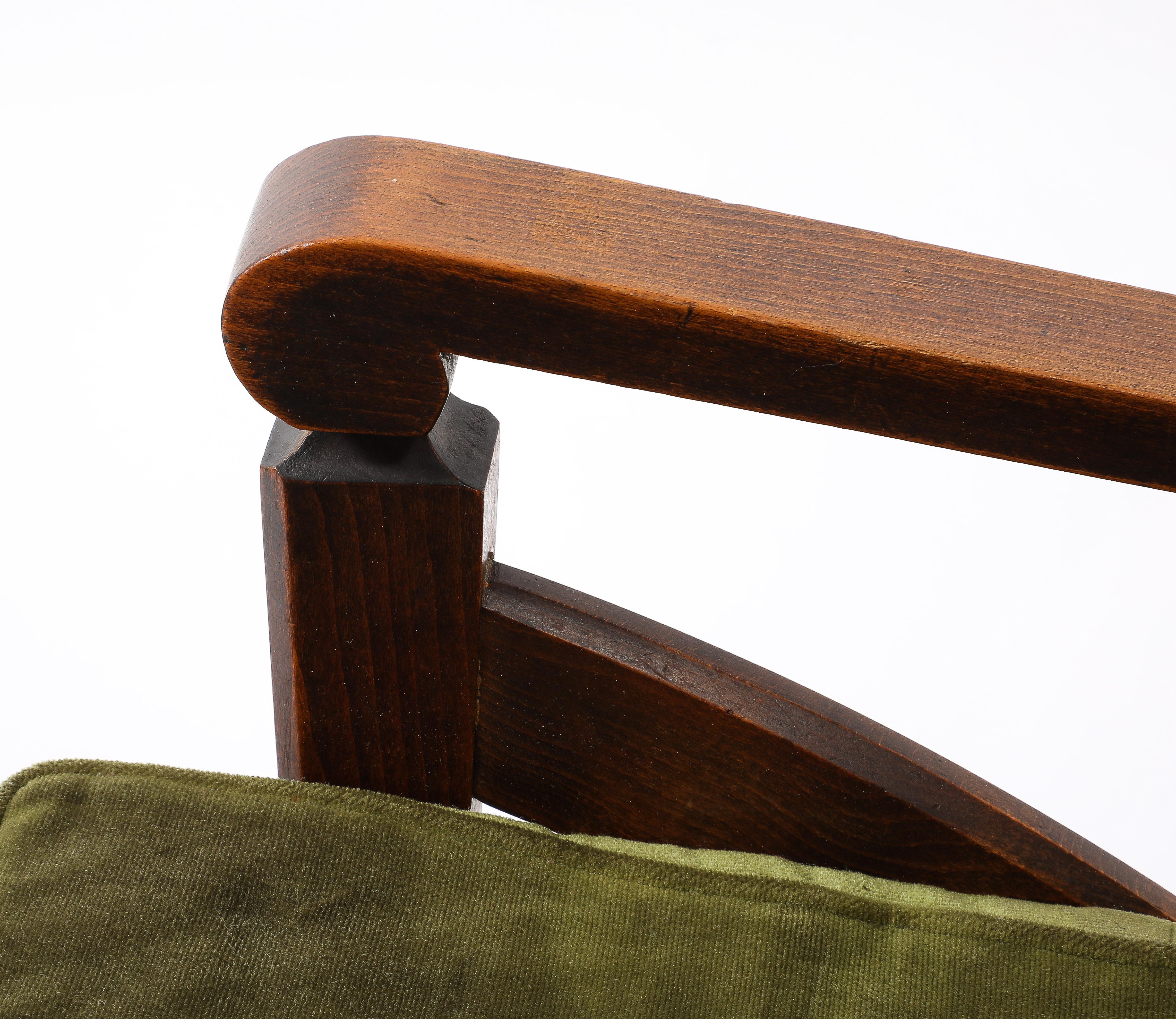 Walnut Armchair w. Velvet Upholstery in style of André Arbus - France 1950's For Sale 9