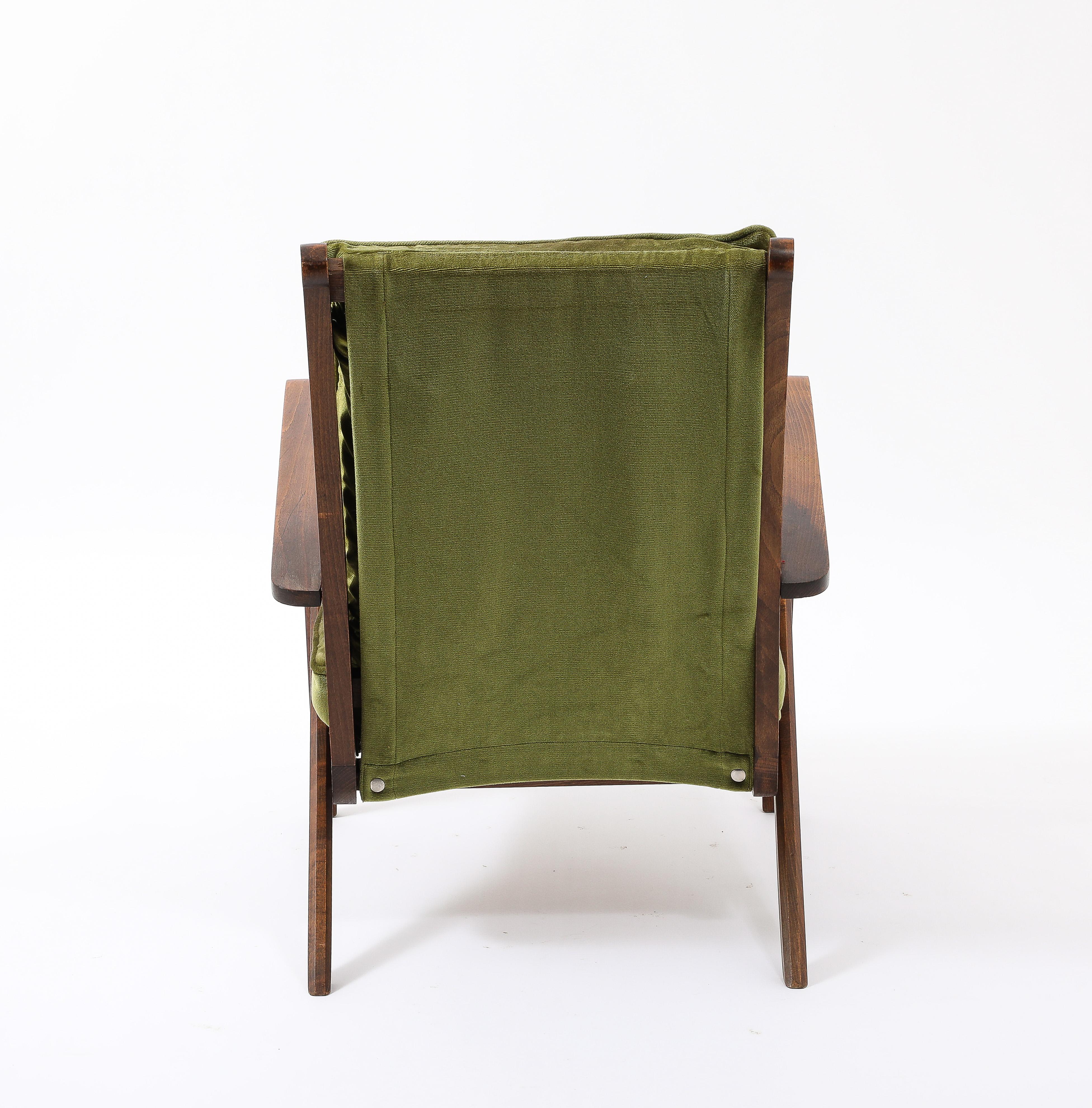 Walnut Armchair w. Velvet Upholstery in style of André Arbus - France 1950's For Sale 3