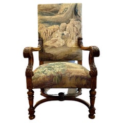 Walnut Armchair with Flemish Tapestry