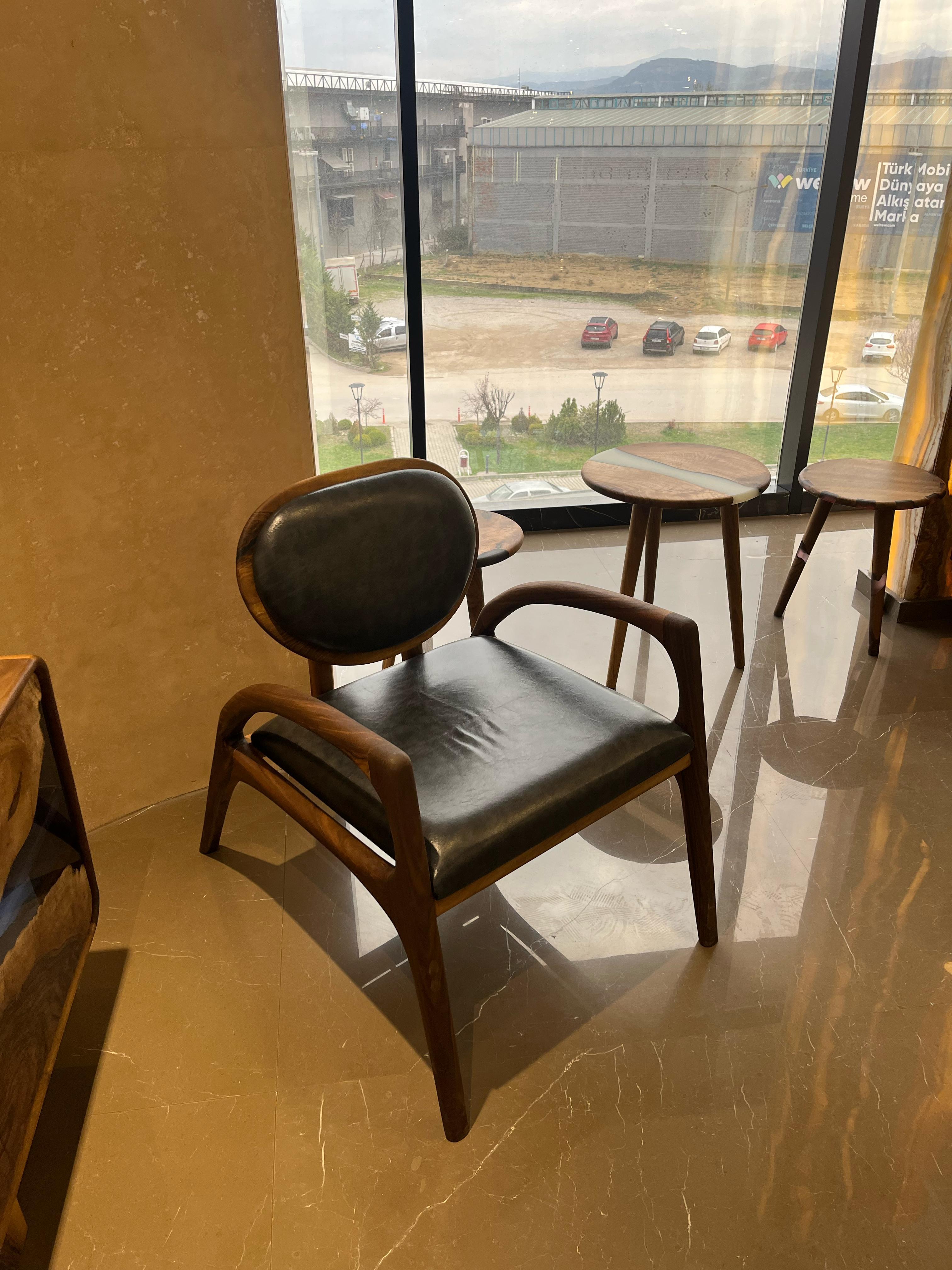 Walnut Armchair, Wooden Chair, Walnut Wood Lounge Chair For Sale 3