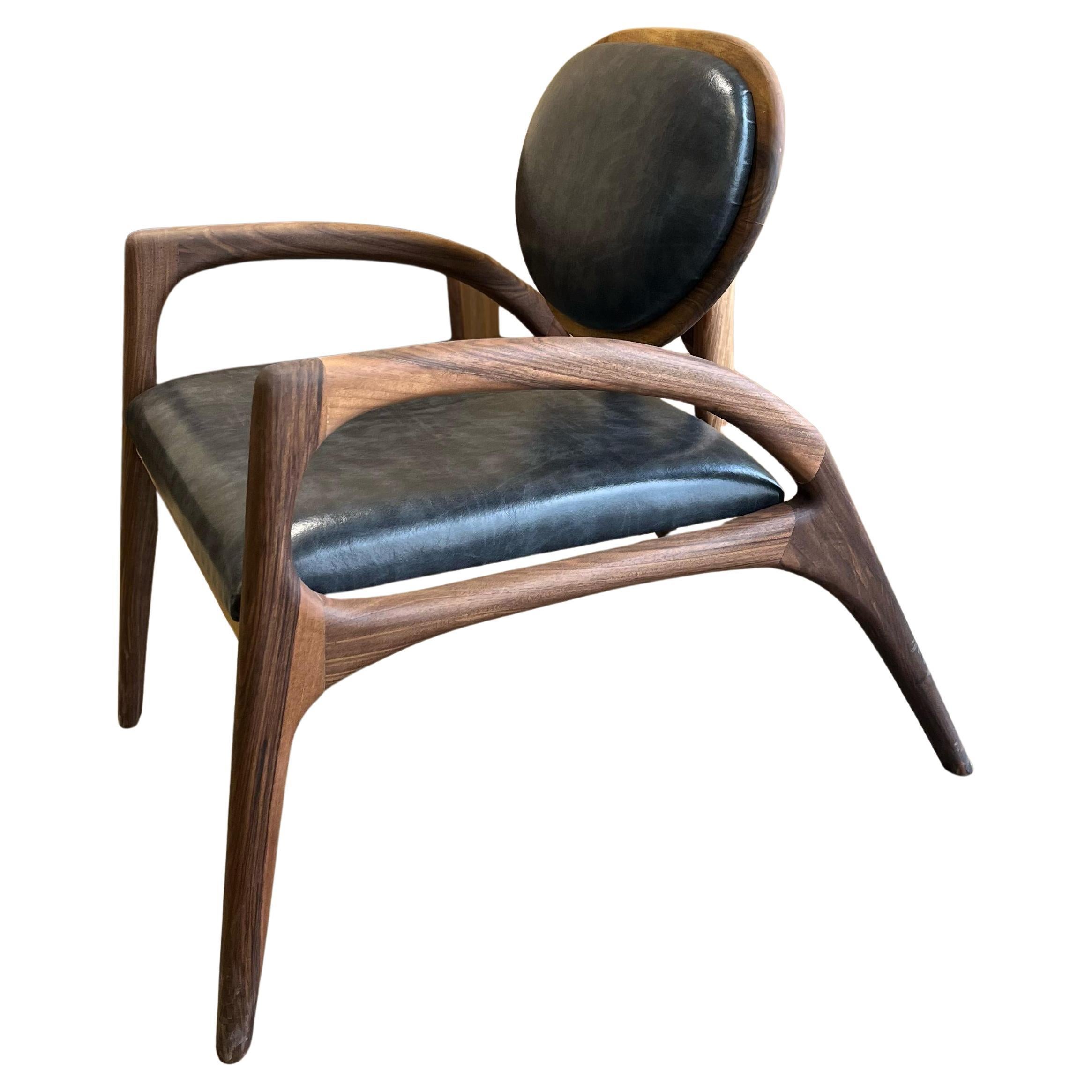 Walnut Armchair, Wooden Chair, Walnut Wood Lounge Chair