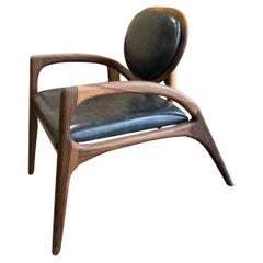 Walnut Armchair, Wooden Chair, Walnut Wood Lounge Chair