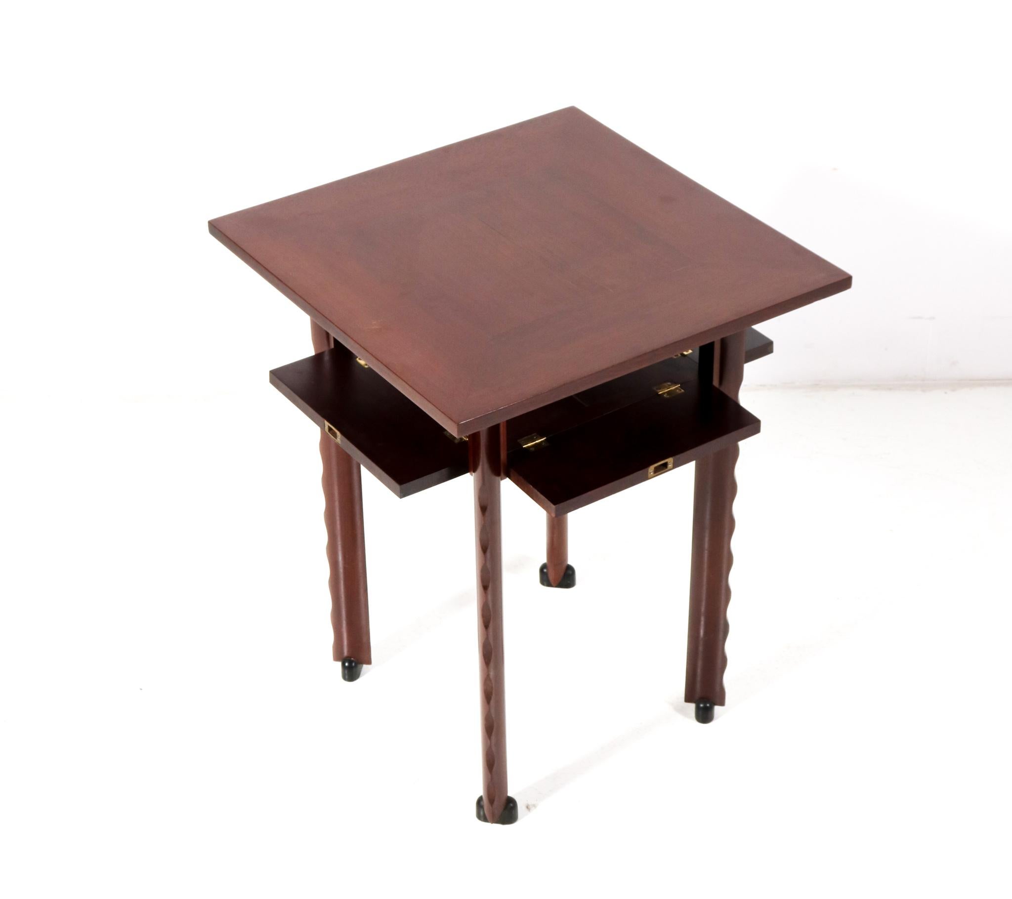 Walnut Art Deco Amsterdamse School Game Table by C.H. Eckhart, 1920s For Sale 1