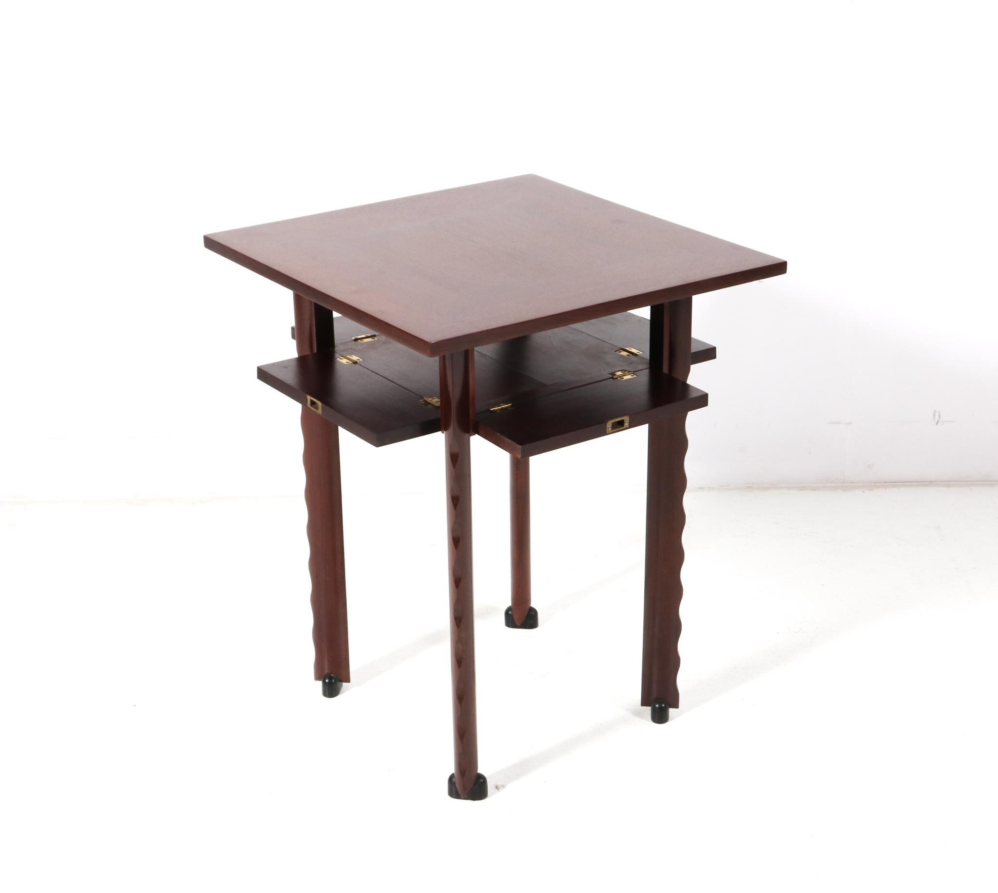 Walnut Art Deco Amsterdamse School Game Table by C.H. Eckhart, 1920s For Sale 2