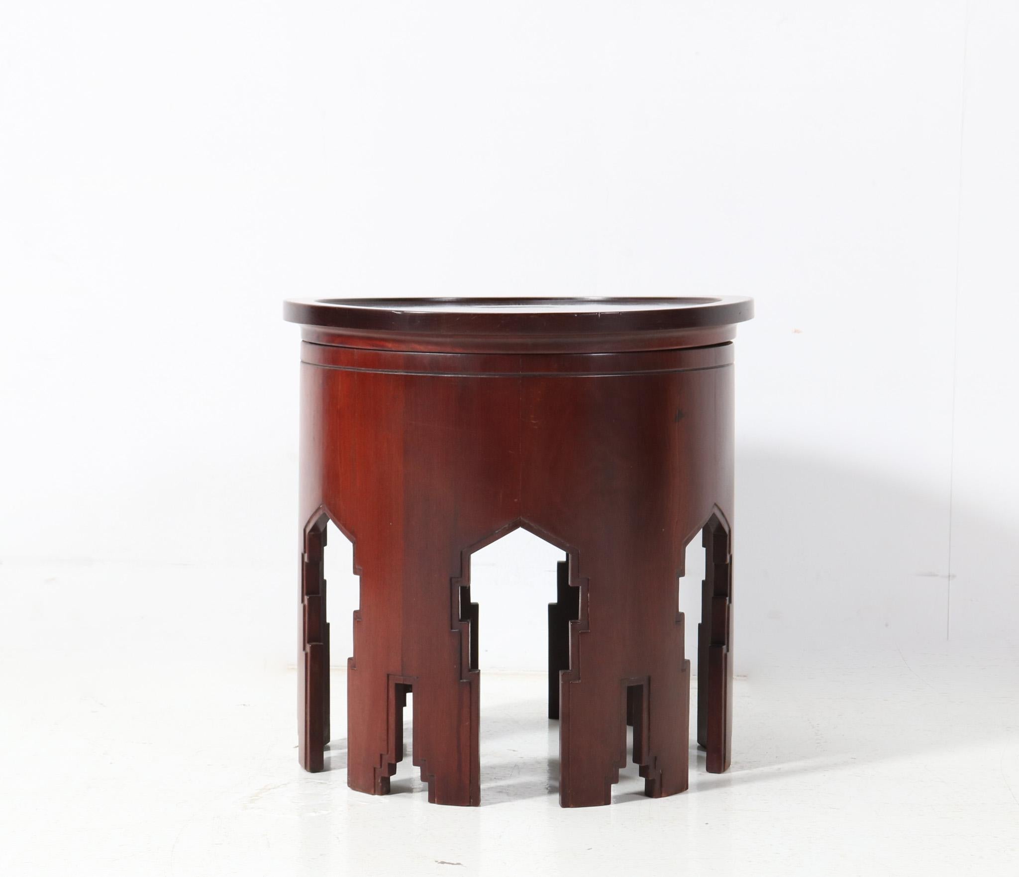 Early 20th Century Walnut Art Deco Amsterdamse School Side Table or Pedestal, 1920s