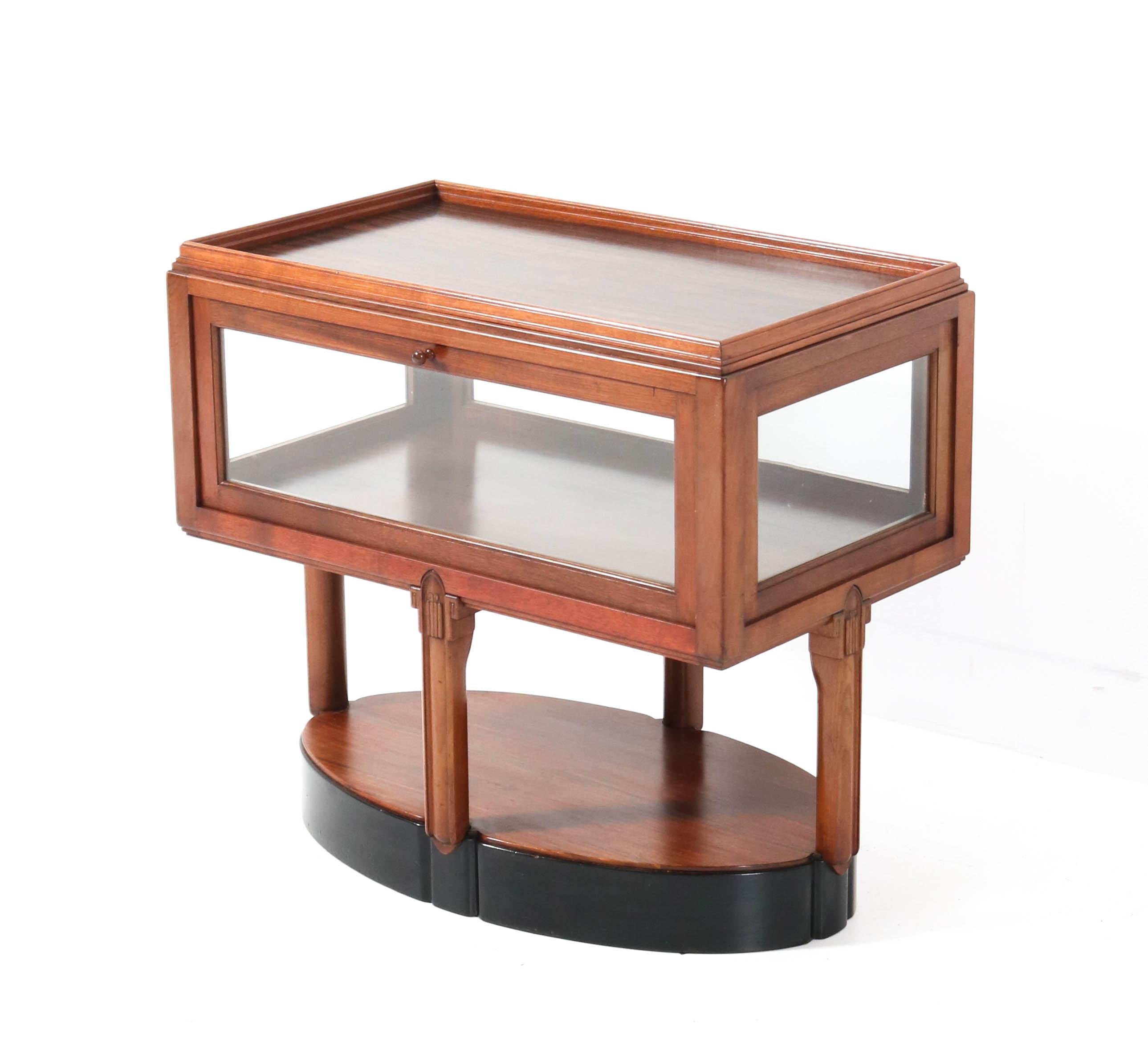 Glass Walnut Art Deco Amsterdamse School Tea Cabinet by Hildo Krop for 't Woonhuys For Sale