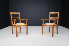 Walnut Art Deco Armchairs Featuring Original Floral Upholstery, CZ 1930